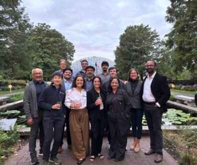 SaBRe team participating in the 2026 VIFF Convening meeting in St. Louis. From the left and back: Hauke Kite-Powel, Aaron Moment, Sergio Garcia, Debashish Bhattacharya, Krishi Mantri, Jose Avalos, Austin Seamann, Loretta Roberson, Shishir Chundawat, Yalin Li, Shamwari Anseeuw, Rebeca Mata, and Liz Diaz at the Missouri Botanical Garden.